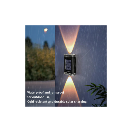 Lampe Solaire Murale Décorative - Éclairage Haut-Bas - 2 LED - Lumière Chaude - Inclus Vis - 1,2V - 4PCS · Smarty Paris